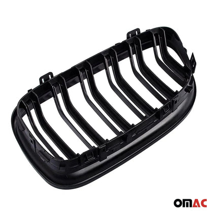 OMAC USA Front Kidney Grille M4 Style – Fits 2009-2012 BMW 3 Series E90 E91 E92 E93 FL – Gloss Black Dual Slat (2 Pcs)