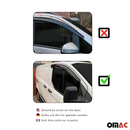 OMAC USA Window Visor Vent Rain Deflectors for Van – Fits 2006-2018 Mercedes Sprinter W906 – Smoke Black Acrylic (2 Pcs)