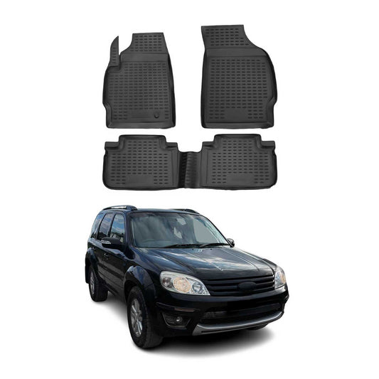 OMAC USA Floor Mats Liners Full Set All Weather Black for SUV – Fits with 2008-2012 Ford Escape (3 Pcs)