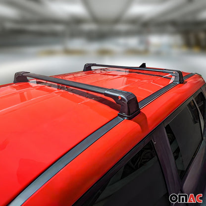 OMAC USA Roof Rack Cross Bars Luggage Carrier for Car – Fits with 2014-2019 Kia Soul (Excludes Panoramic Roof) – Aluminium Black (2 Pcs)