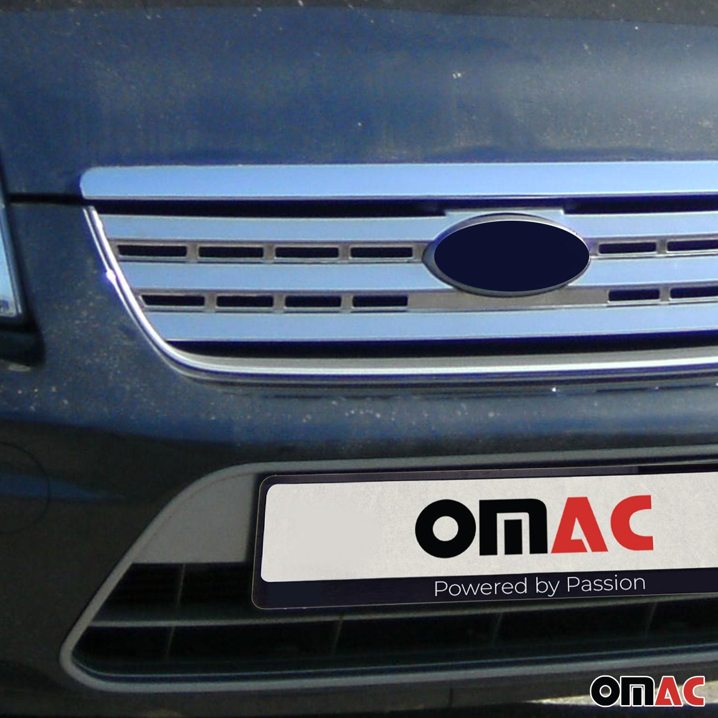 OMAC USA Front Bumper Grill Trim Molding for Cars – Fits 2010–2013 Ford Transit Connect - 2Pcs (Stainless Steel, Chrome)