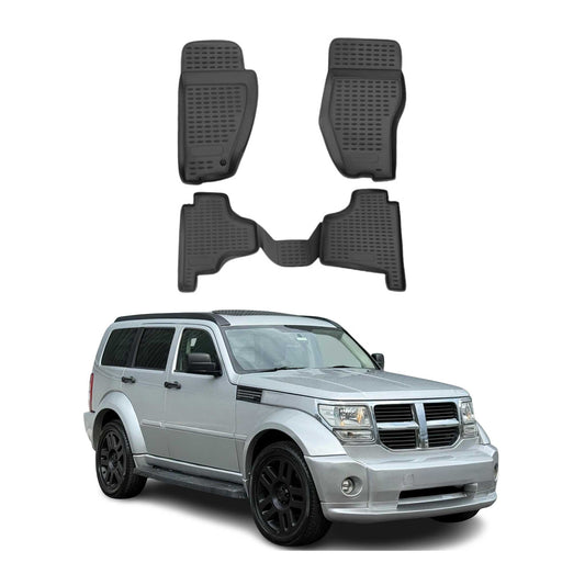 OMAC USA Floor Mats Liners Full Set All Weather Black for SUV – Fits with 2007-2012 Dodge Nitro (4 Pcs)
