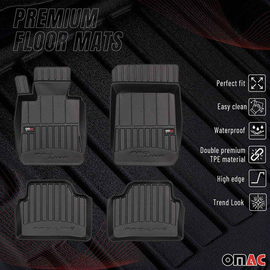 OMAC USA Premium Floor Mats Liners for Sedans – Fits 2006-2011 BMW 3 Series E90 E91 RWD (Black, 4 Pcs, All Weather)