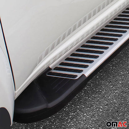 Omac USA Aluminum Running Boards, Side Steps for SUV – Fits with 2002-2007 Jeep Liberty – Silver & Black (2 Pcs)