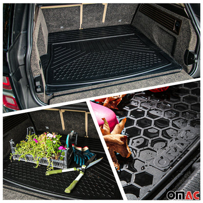 OMAC USA Semi-Custom Rubber Floor Mats & Cargo Liner for Cars – Fits with 2020-2024 Jaguar F-Type (5 Pcs, All Weather, Black)