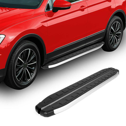 Omac USA Aluminum Running Boards, Side Steps for SUV – Fits with 2007-2012 Dodge Nitro – Silver & Black (2 Pcs)