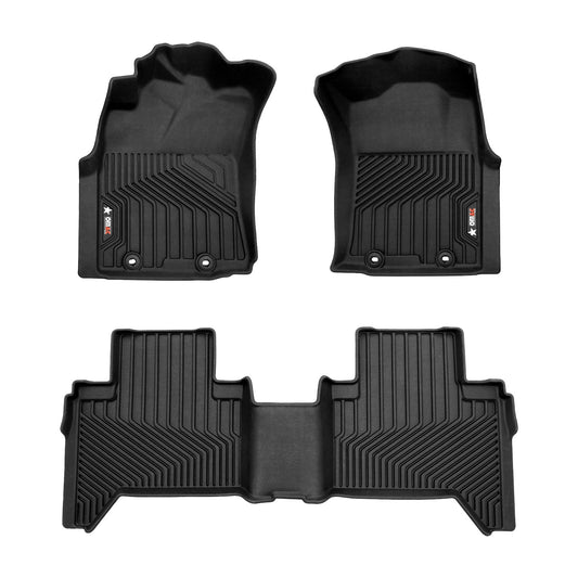 OMAC USA Premium Floor Mats Liners for Truck – Fits 2005–2015 Toyota Tacoma Double Cab – First & Second Row Set All Weather Heavy Duty Black (3 Pcs)