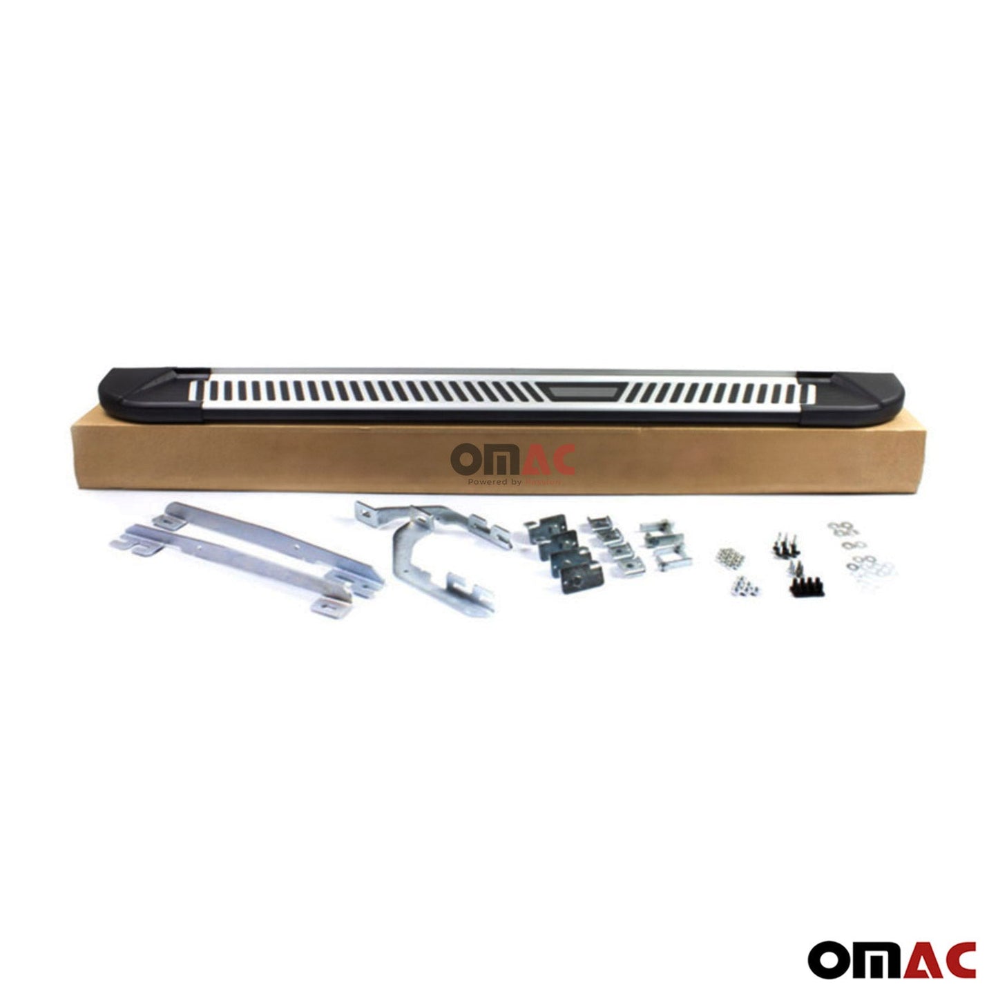 Omac USA Aluminum Running Boards, Side Steps for SUV – Fits with 2002-2007 Jeep Liberty – Silver & Black (2 Pcs)