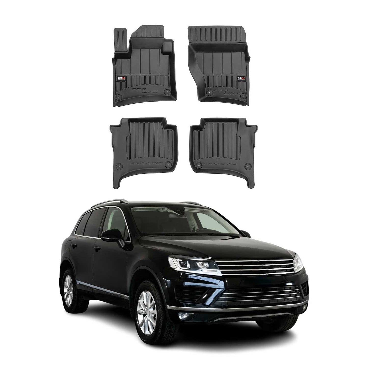 OMAC USA Premium Floor Mats Liners for Cars – Fits 2010-2017 Volkswagen VW Touareg (Black, 4 Pcs)