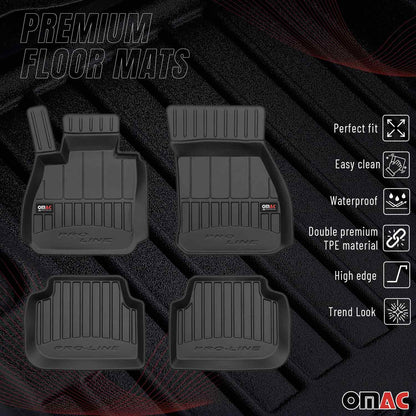 OMAC USA Premium Floor Mats Liners for Cars – Fits 2016-2024 Mini Cooper Clubman F54 (Black, 4 Pcs, All Weather Heavy Duty)
