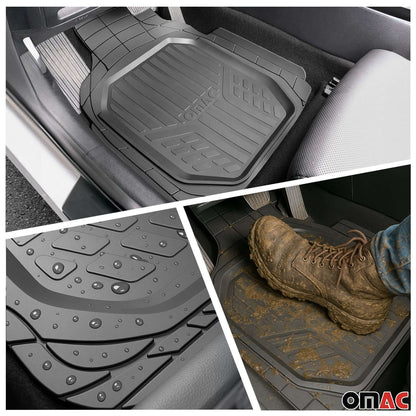 OMAC USA Semi-Custom Fit Floor Mats & Cargo Liner Rubber Set for Car – Fits with 2019-2021 Honda Civic Type R – All Weather, Black (5PC)