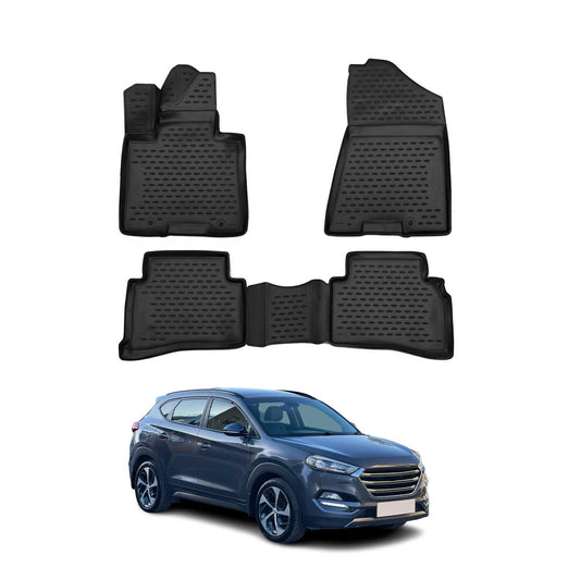 OMAC USA Floor Mats Liners Full Set All Weather for SUV – Fits with 2016-2021 Hyundai Tucson – Black (4 Pcs)