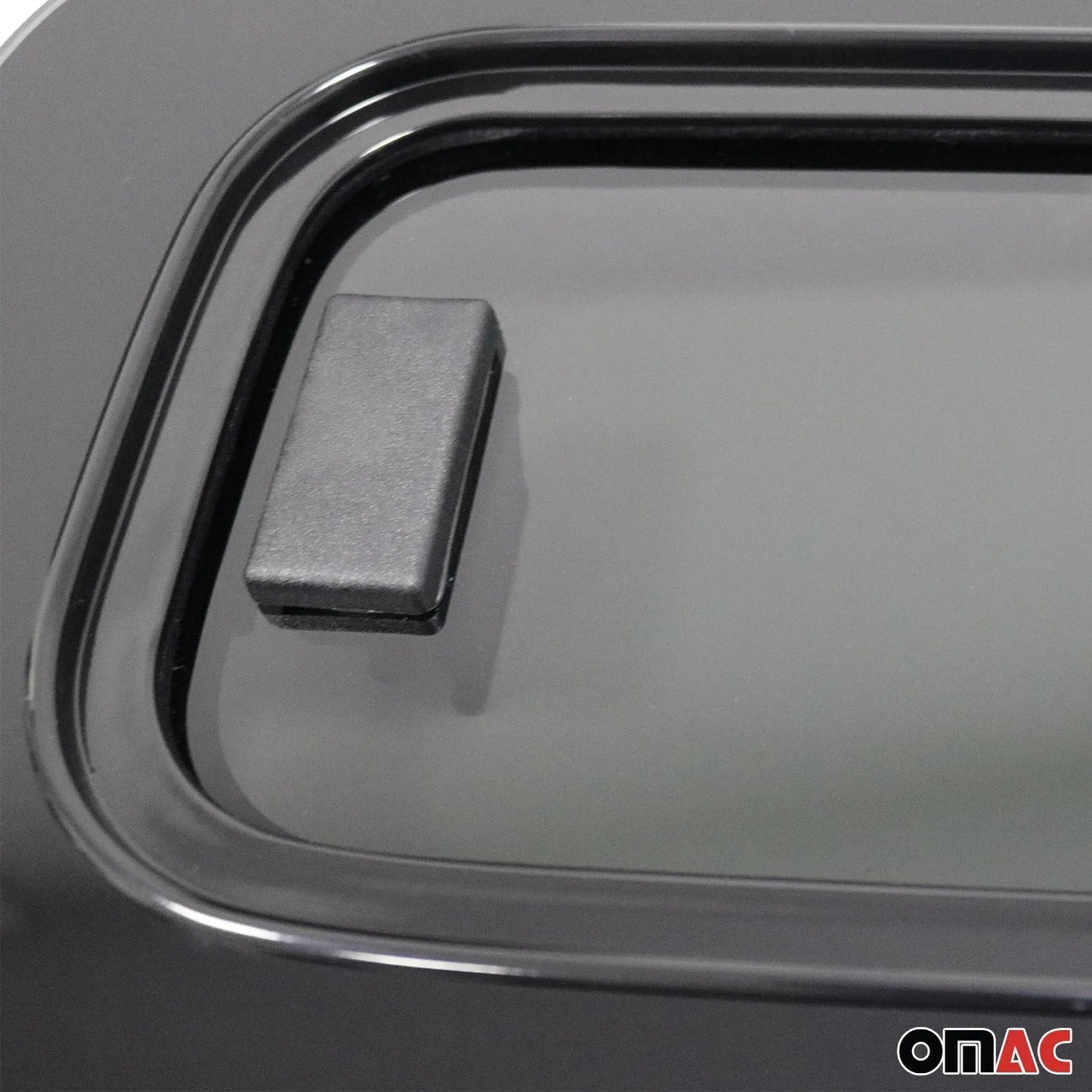 OMAC USA Horizontal Sliding Left Vent Window for RVs – Universal Fit Teardrop Glass 31.4" x 10.6" (Black, 1Pc)