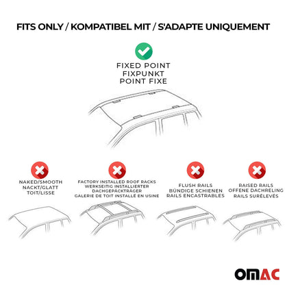 OMAC USA Roof Rack Cross Bars for Car – Fits 2010-2016 Mercedes E-Class W212 Sedan (Excludes Models Without OEM Fixed Points) – Aluminium Black (2 Pcs)