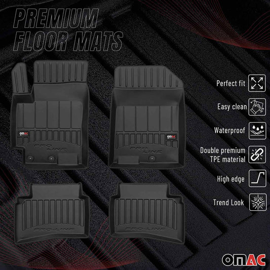 OMAC USA Premium Floor Mats Liners for Cars – Fits 2018-2024 Kia Rio Hatchback (Black, 4 Pcs, All Weather Heavy Duty)