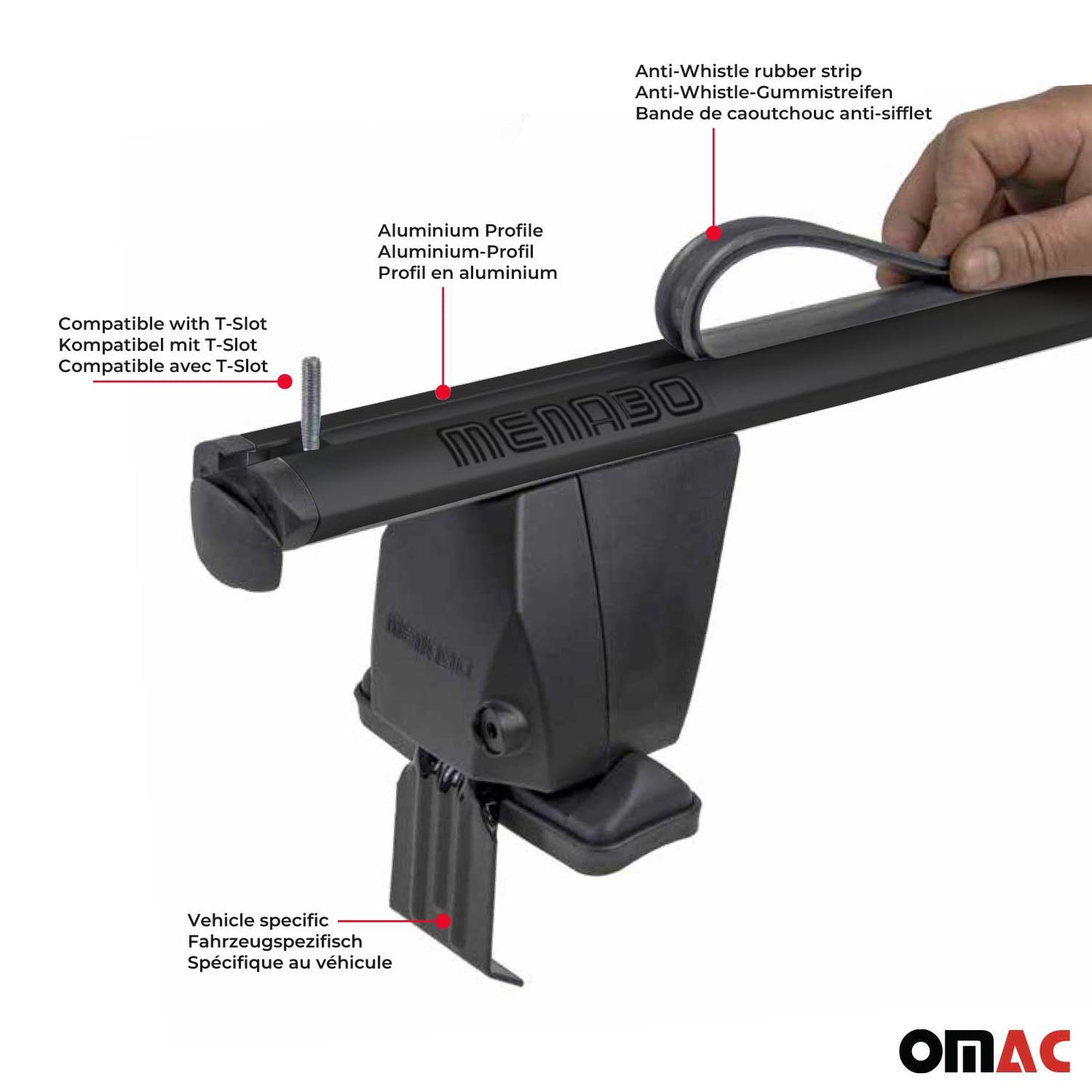 Omac USA Roof Rack Cross Bars Luggage Carrier for SUV – Fits with 2013-2016 Mazda CX-5 (2 Pcs, Black, Aluminum)