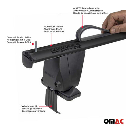 Omac USA Roof Rack Cross Bars Luggage Carrier for SUV – Fits with 2013-2016 Mazda CX-5 (2 Pcs, Black, Aluminum)