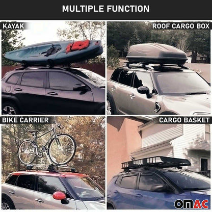 OMAC USA Roof Rack Cross Bars 47" Luggage Carrier for Raised Roof Rails – Aluminium Silver (2 Pcs)