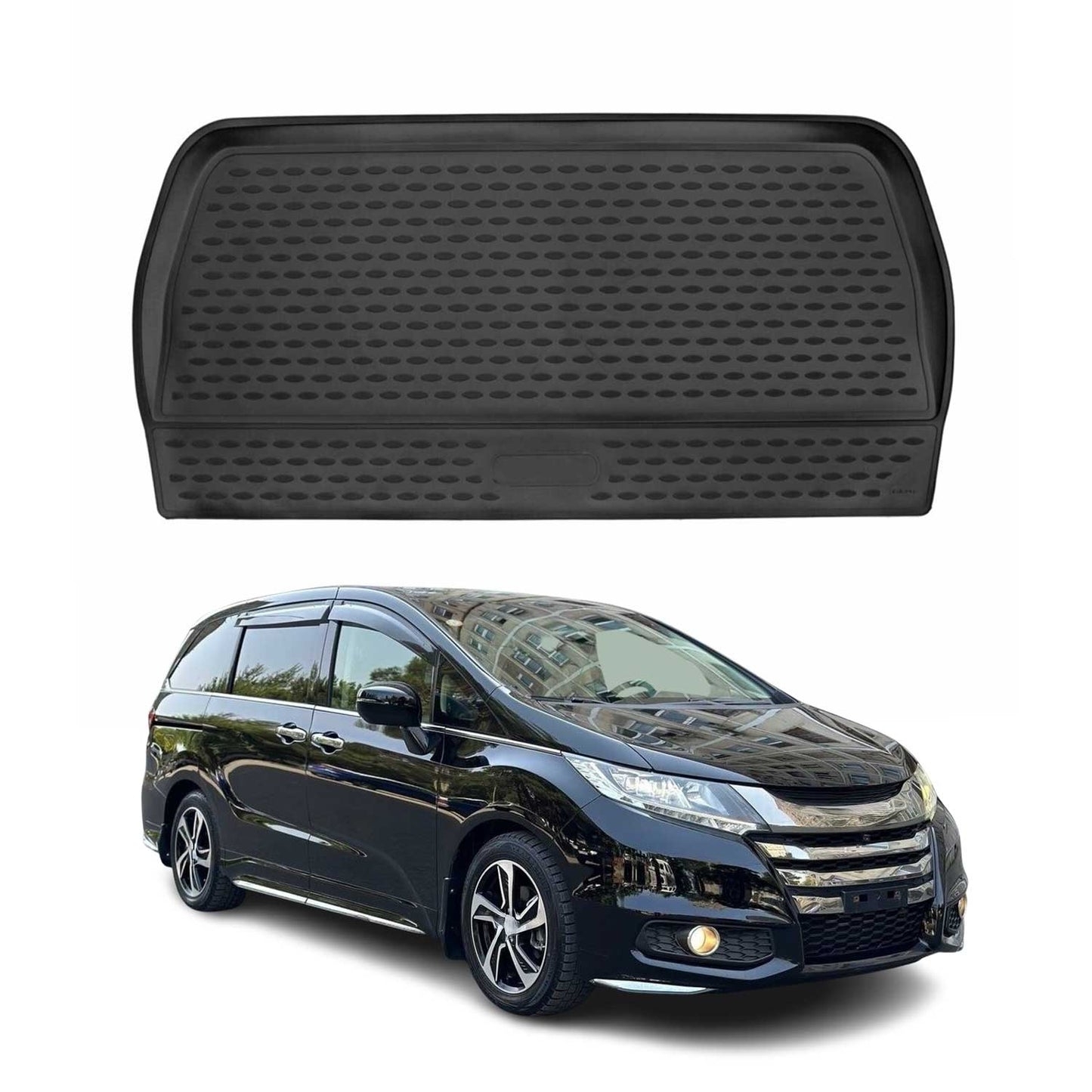 OMAC USA Semi-Custom Fit Cargo Liner Trunk Mat for Minivan – Fits 2011–2017 Honda Odyssey (Black, Waterproof)
