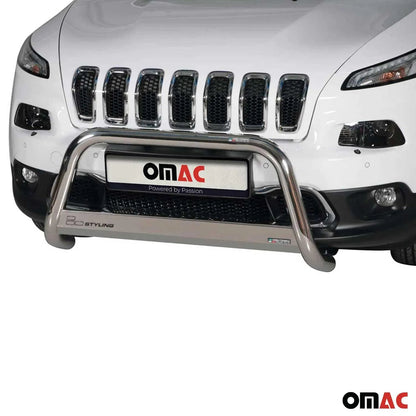 OMAC USA Bull Bar Push Front Bumper Grille for SUVs – Fits 2014–2023 Jeep Cherokee (Silver, 1Pc, Non-Trailhawk)