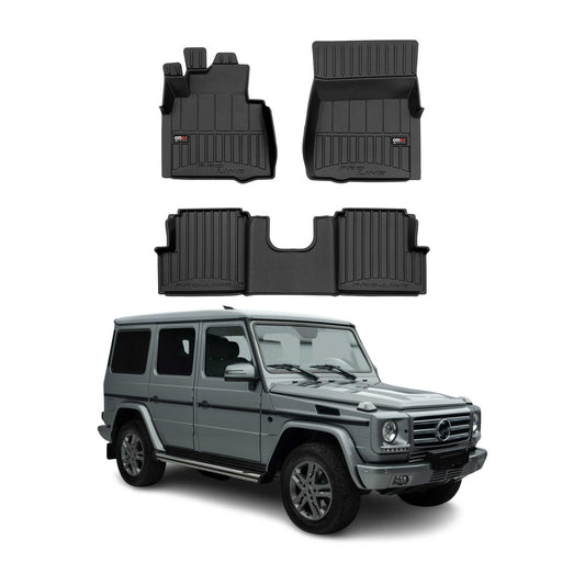 OMAC USA Floor Mats Liners Full Set All Weather Heavy Duty for SUV – Fits with 1999-2018 Mercedes G-Class W463 / G500 / G550 / G55 / G63 / G65 – Black (3 Pcs)