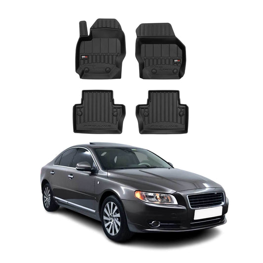 OMAC USA Premium Floor Mats Liners for Cars – Fits 2007-2016 Volvo S80, V70, XC70 (Black, 4 Pcs)