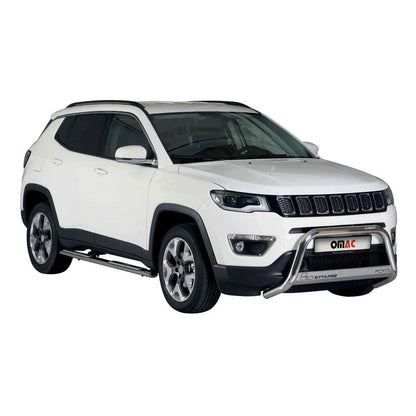 OMAC USA Front Bull Bar for Jeep Compass – Fits 2017–2025 – Push Front Bumper Grille, Silver Steel, 1-Pc