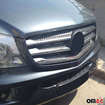 OMAC USA Front Bumper Grill Trim for Van – Fits 2014–2018 Mercedes Sprinter W906 – Stainless Steel Chrome Molding, Silver 5-Pc