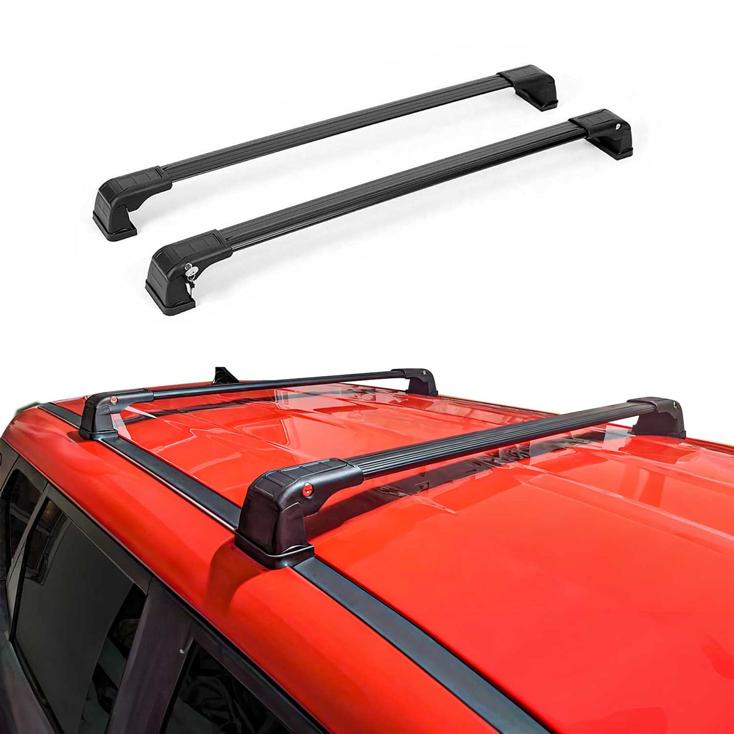 OMAC USA Roof Rack Cross Bars Luggage Carrier for Car – Fits with 2020-2022 Kia Soul (Excludes Panoramic Roof) – Aluminium Black (2 Pcs)