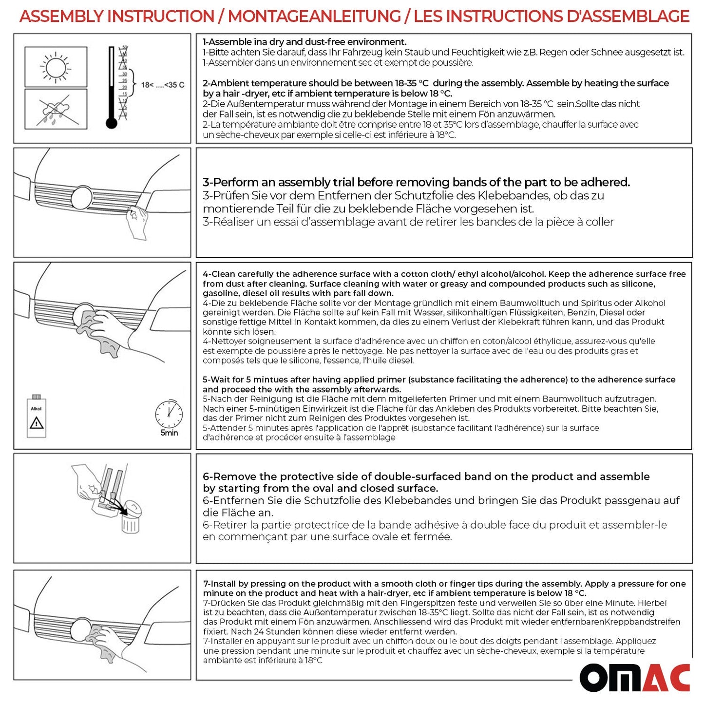OMAC USA Front Bumper Grill Frame Molding Trim – Fits 2015–2018 Jeep Renegade – ABS Chrome, Silver, 2 Pcs