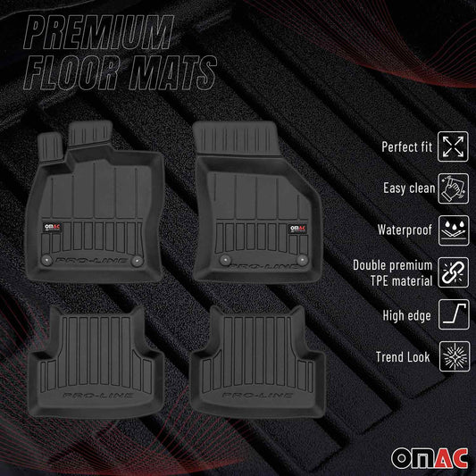 OMAC USA Premium Floor Mats Liners for Cars – Fits 2014-2024 VW Golf MK7 Alltrack GTI (Black, 4 Pcs, All Weather)