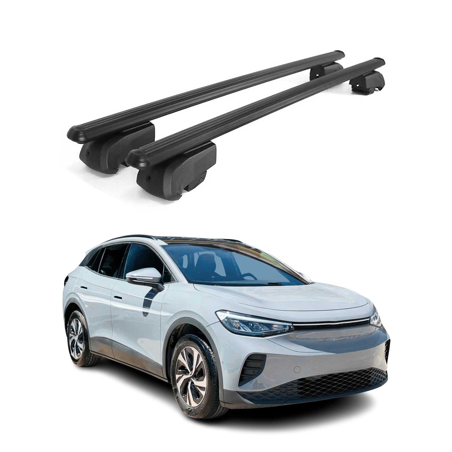 OMAC USA Roof Rack Cross Bars for Car – Fits 2021-2024 VW ID.4 (Excludes Models Without OEM Fixed Points) – Aluminium Black (2 Pcs)