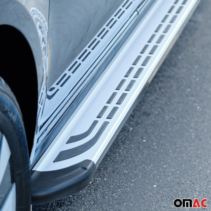 Omac USA Aluminum Running Boards, Side Steps for SUV – Fits with 2018-2024 Mitsubishi Eclipse Cross – Silver & Black (2 Pcs)