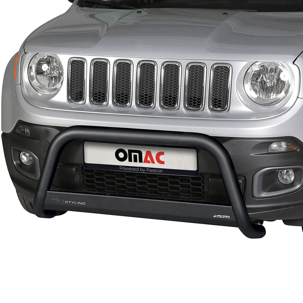 OMAC USA Front Bull Bar for Jeep Renegade – Fits 2015–2018 – Push Front Bumper Grille, Black Stainless Steel, 1-Pc
