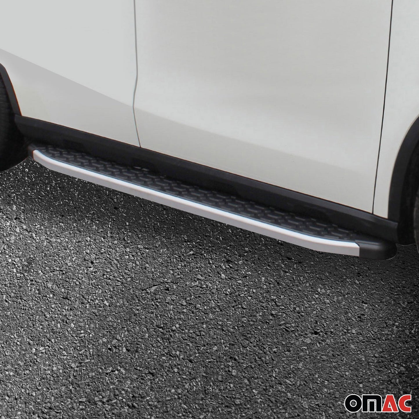 Omac USA Aluminum Running Boards, Side Steps for Van – Fits with 2010-2013 Ford Transit Connect L1 SWB – Silver & Black (2 Pcs)