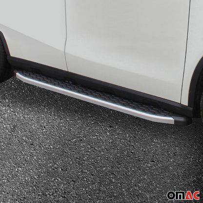 Omac USA Aluminum Running Boards, Side Steps for Van – Fits with 2010-2013 Ford Transit Connect L1 SWB – Silver & Black (2 Pcs)