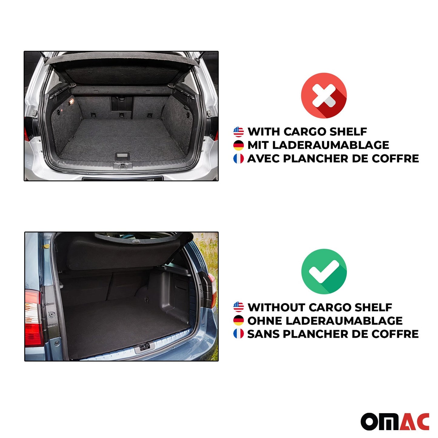 OMAC USA Premium Cargo Liner Trunk Rubber Mat for Wagon – Fits with 2004-2009 Mercedes E-Class S211 – All Weather, Heavy Duty Black (1PC)