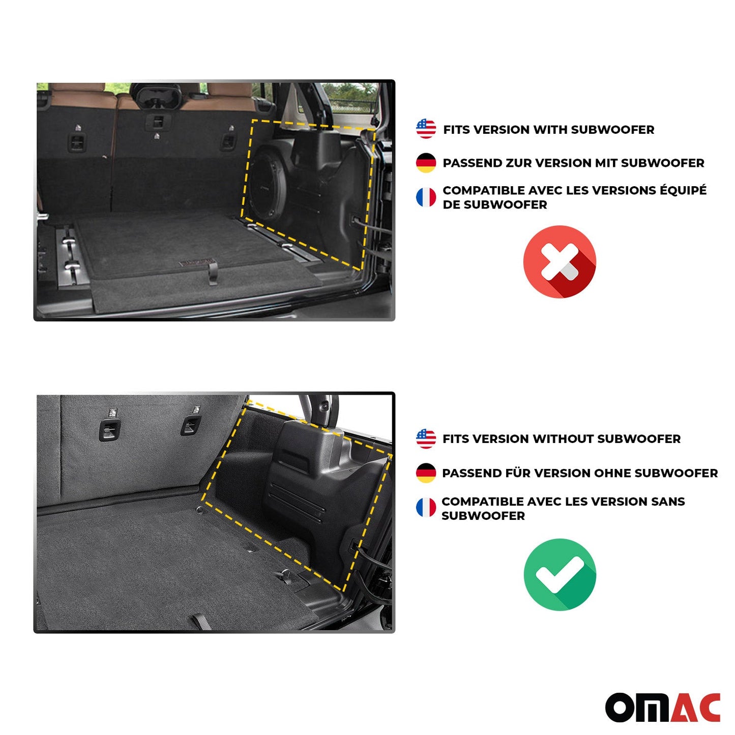 OMAC USA Premium Cargo Liner for Kia Niro Hybrid – Fits 2017-2022 SUV Without Subwoofer – All Weather Heavy Duty Trunk Mat, Black