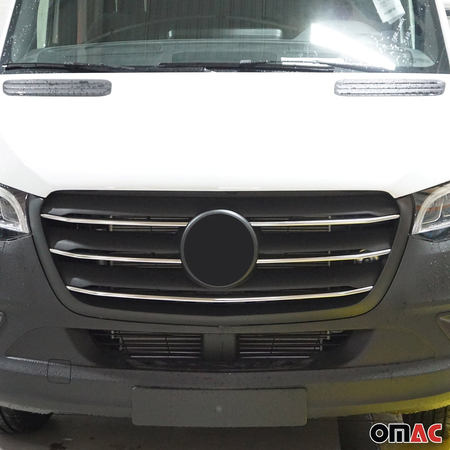 OMAC USA Front Bumper Grill Trim 5Pcs for Vans – Fits 2019–2025 Mercedes Sprinter W907/910 (Stainless Steel, Chrome)