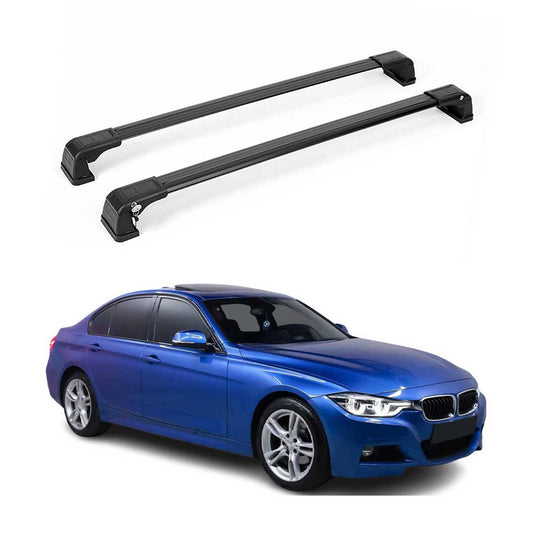 OMAC USA Roof Rack Cross Bars for Sedan – Fits 2012-2019 BMW 3 Series F30 – Aluminium Black (2 Pcs)