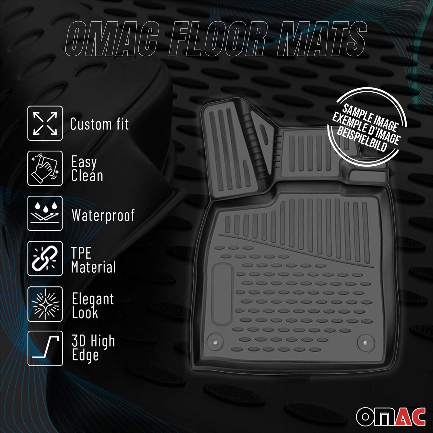 OMAC USA Premium Floor Mats Liners for SUVs – Fits 2013-2022 Buick Encore (Black, 4 Pcs, All Weather)