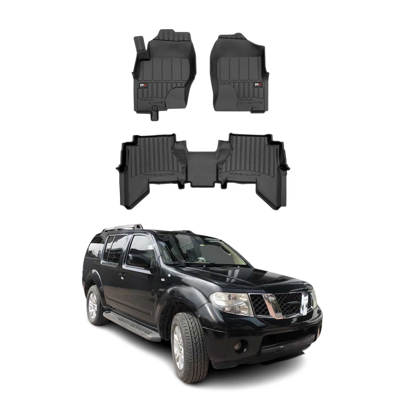 OMAC USA Floor Mats Liners Full Set All Weather Heavy Duty for SUV – Fits with 2005-2012 Nissan Pathfinder – Black (3 Pcs)