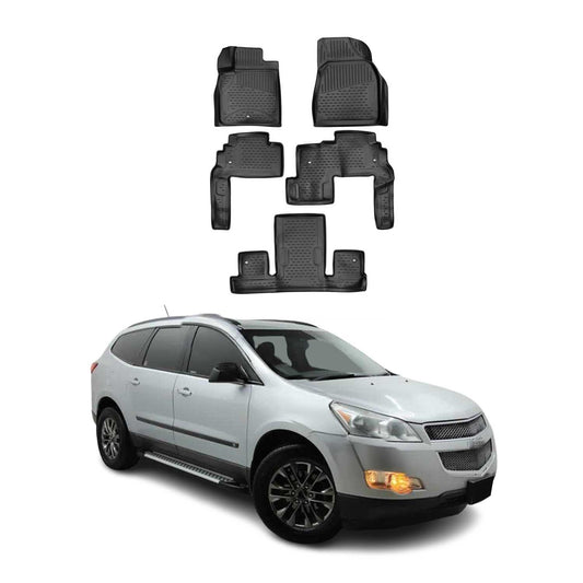 OMAC USA Floor Mats Liners Full Set All Weather Black for SUV – Fits with 2009-2017 Chevrolet Traverse (5 Pcs)