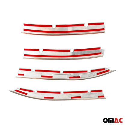 OMAC USA Front Bumper Grill Trim Molding for SUVs – Fits 2022–2024 Volkswagen Tiguan - 4Pcs (Stainless Steel, Chrome)