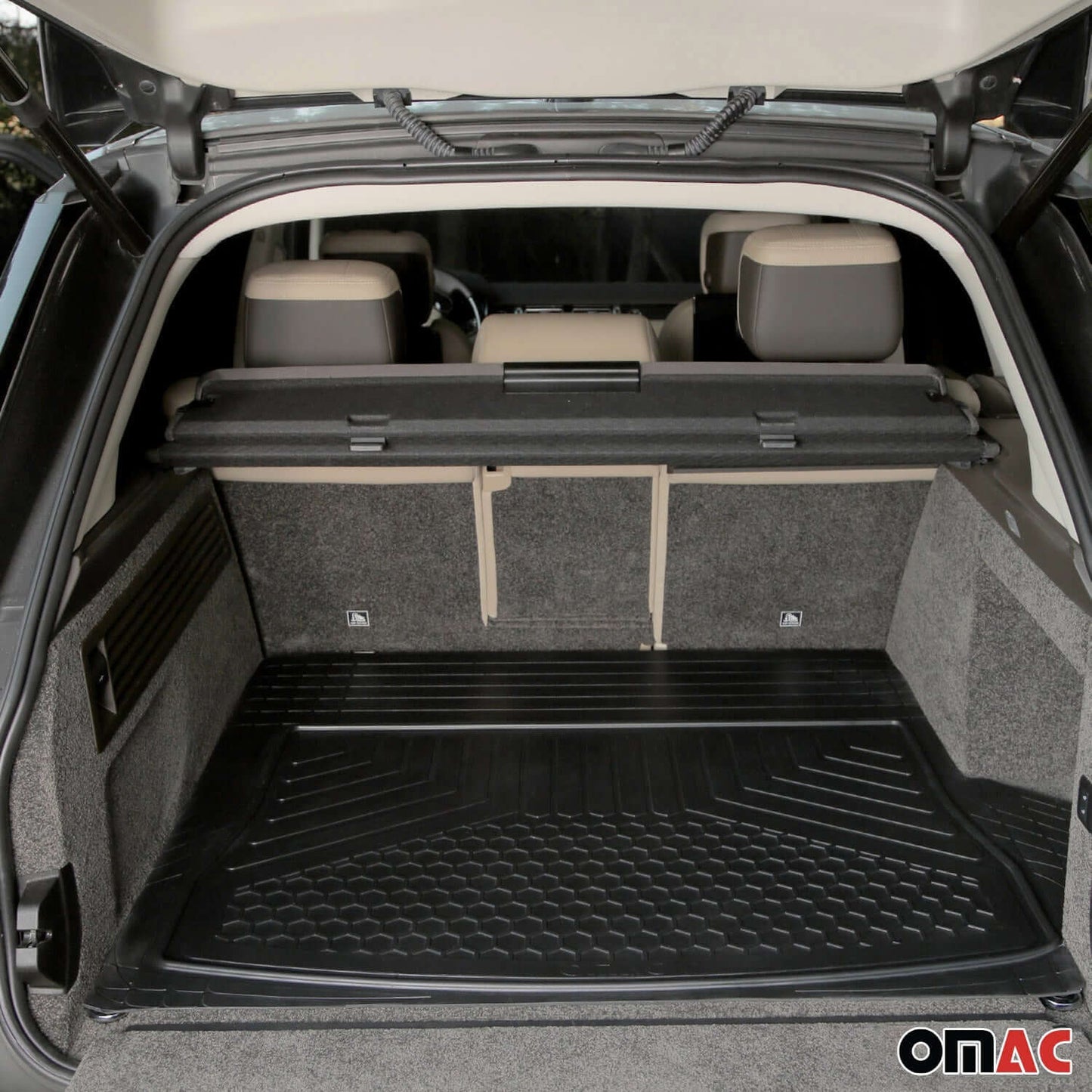 OMAC USA Semi-Custom Fit Cargo Liner Trunk Mat for SUVs – Fits 2023–2025 Kia Sportage (Black, Waterproof)