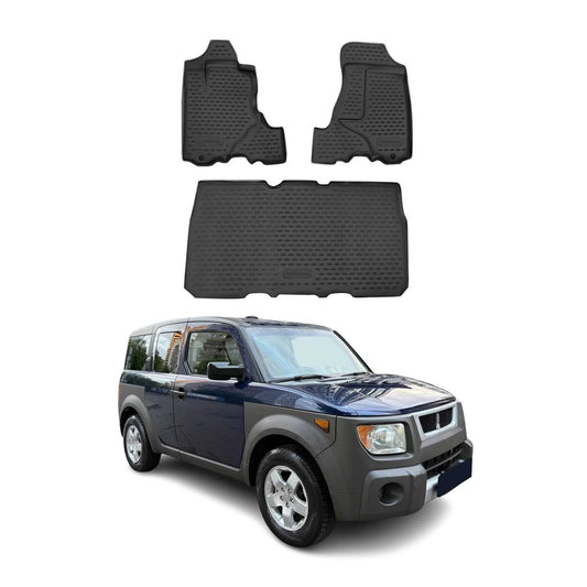 OMAC USA Floor Mats Liners Full Set All Weather Black for SUV – Fits with 2003-2011 Honda Element (3 Pcs)