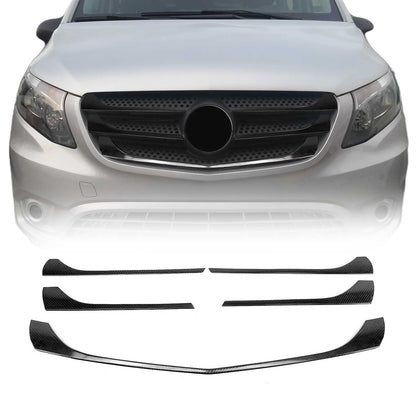 OMAC USA Front Bumper Grill Trim Molding – Fits 2016-2020 Mercedes Metris – Carbon Fiber Finish, 5 Pcs