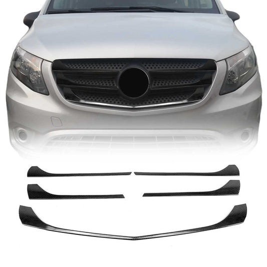 OMAC USA Front Bumper Grill Trim Molding – Fits 2016-2020 Mercedes Metris – Carbon Fiber Finish, 5 Pcs