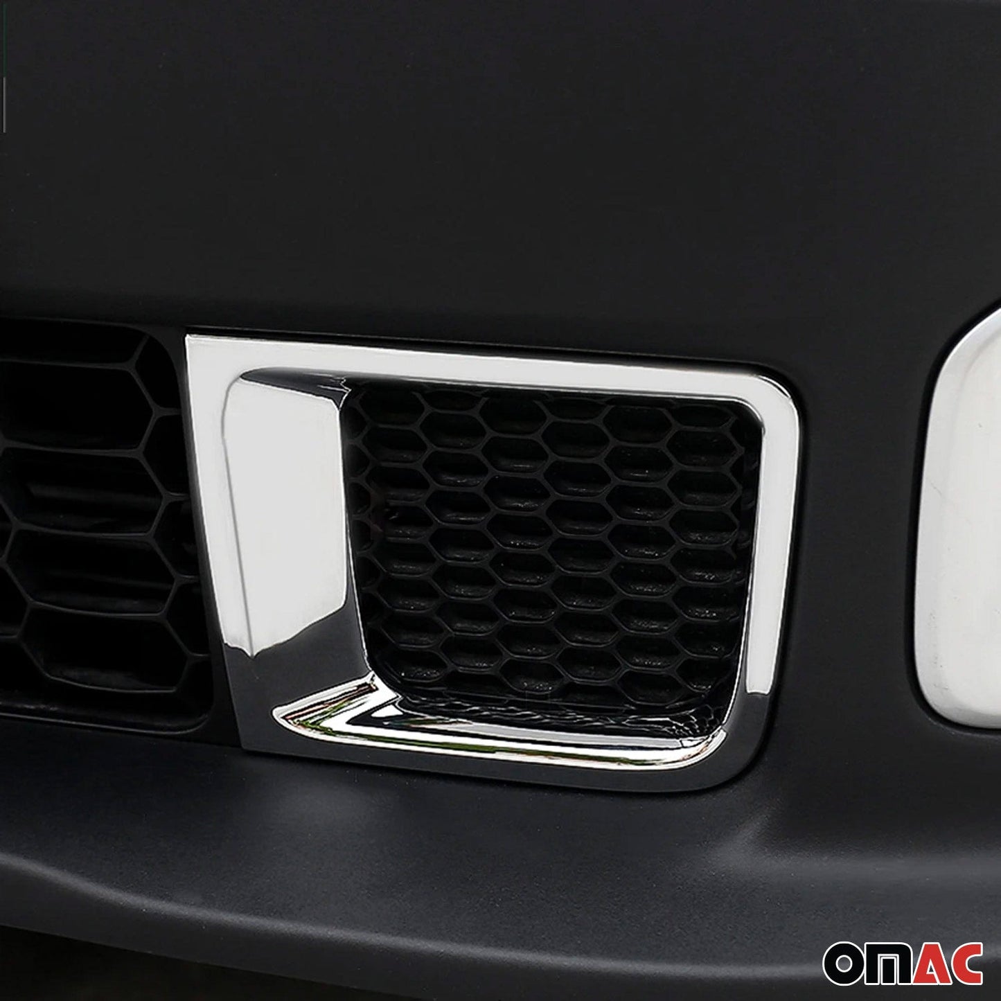 OMAC USA Front Bumper Grill Frame Molding Trim – Fits 2015–2018 Jeep Renegade – ABS Chrome, Silver, 2 Pcs