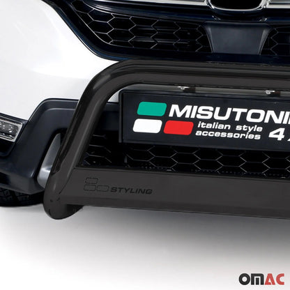 OMAC USA Bull Bar Push Front Bumper Grille for SUV – Fits 2020-2022 Honda CR-V Hybrid – Black Steel (1 Pc)